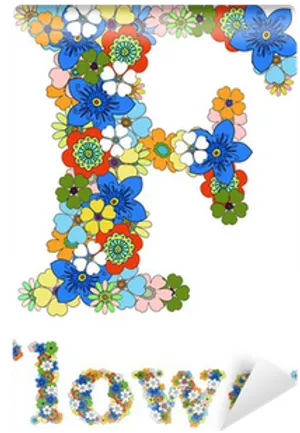 Floral Letter F Design PNG Image