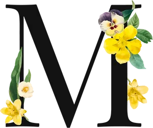 Floral Letter M Design.png PNG Image