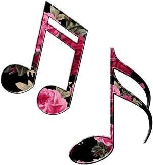 Floral Music Notes Design PNG Image