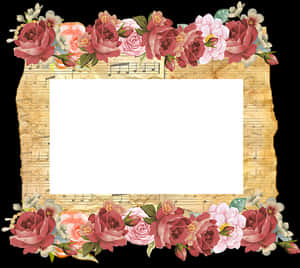 Floral Music Theme Frame PNG image with transparent background