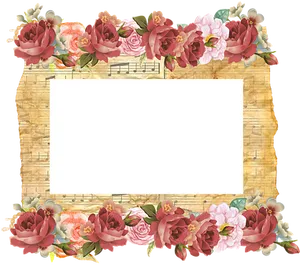 Floral Music Theme Frame PNG Image