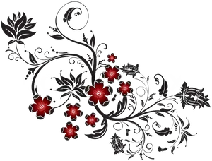 Floral Ornamenton Black Background PNG Image