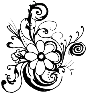 Floral Outline Artwork PNG Image