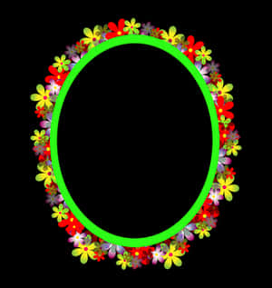 Floral Oval Frameon Black Background PNG image with transparent background