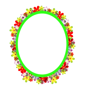 Floral Oval Frameon Black Background PNG Image
