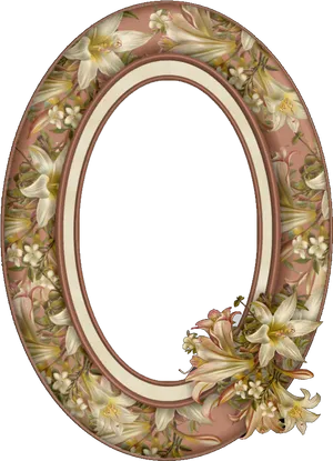 Floral Oval Photo Frame PNG Image