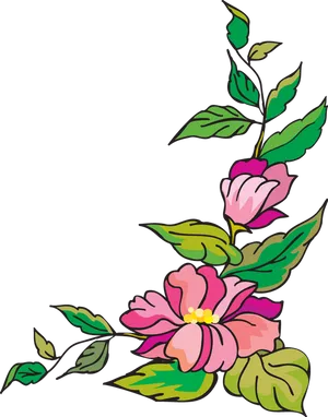 Floral Page Border Corner Design PNG Image