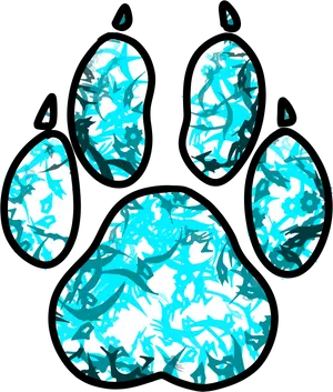 Floral Pattern Blue Paw Print PNG Image