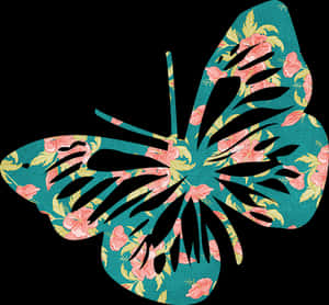 Floral Pattern Butterfly Art PNG image with transparent background