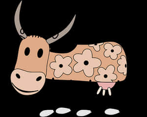 Floral Pattern Cow Cartoon PNG image with transparent background