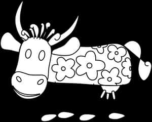 Floral Pattern Cow Cartoon PNG image with transparent background