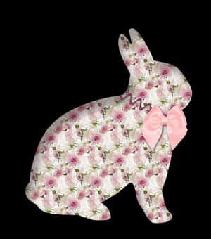 Floral Pattern Rabbitwith Pink Bow PNG image with transparent background