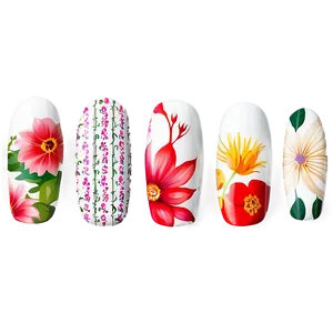 Floral Patterned Fake Nails Png Xeq PNG Image