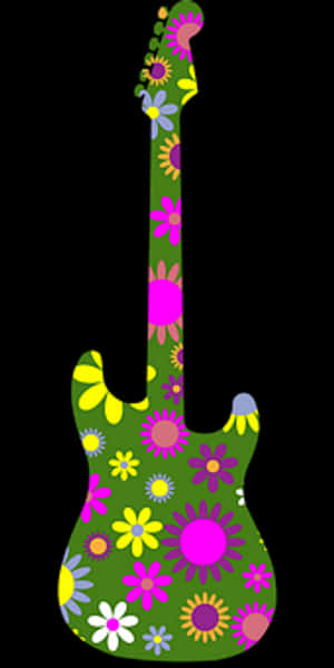 Floral Patterned Guitar Graphic PNG with transparent background