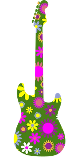 Floral Patterned Guitar Graphic PNG Image