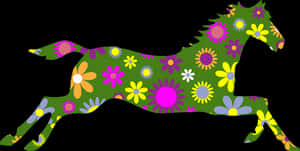 Floral Patterned Horse Silhouette PNG image with transparent background