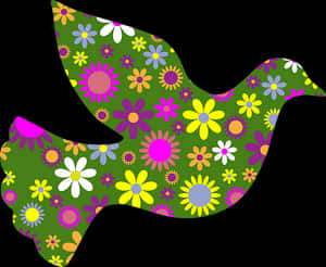 Floral Patterned Retro Dove PNG image with transparent background