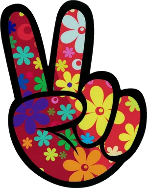 Floral Peace Sign PNG Image