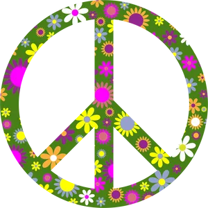 Floral Peace Symbol Graphic PNG Image