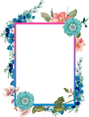 Floral Photo Frame Template PNG Image