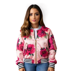 Floral Print Bomber Jacket Png Ona18 PNG Image