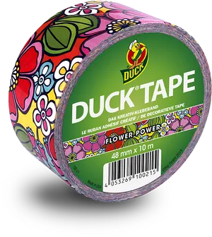 Floral Print Duck Tape Roll PNG Image