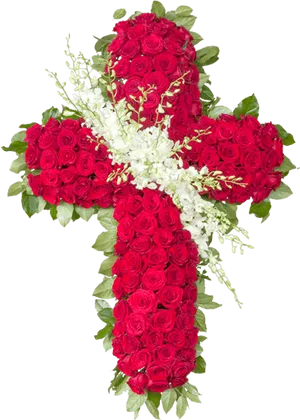 Floral Red Cross Design PNG Image