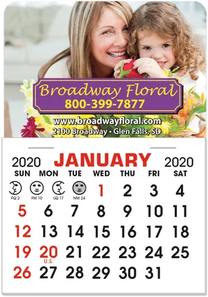 Floral Shop January Calendar Magnet2020 PNG Image