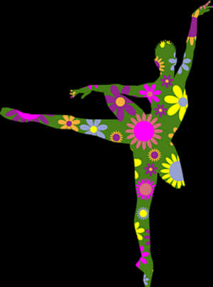 Floral Silhouette Dancer PNG image with transparent background
