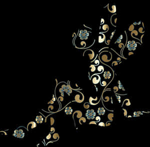 Floral Silhouette Fairy PNG with transparent background