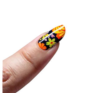 Floral Single Acrylic Nail Png 97 PNG Image