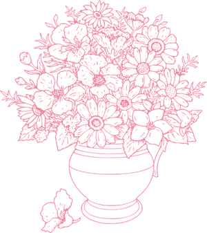 Floral Sketchin Vase PNG Image