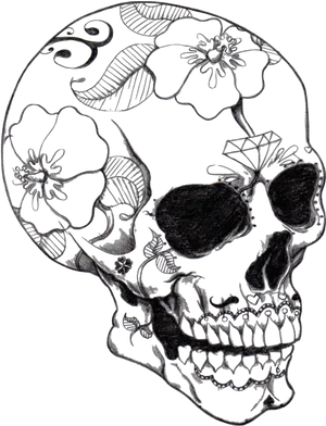 Floral Skull Artwork Tumblr PNG Image