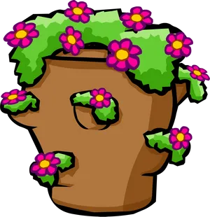 Floral Tiki Planter Illustration PNG Image