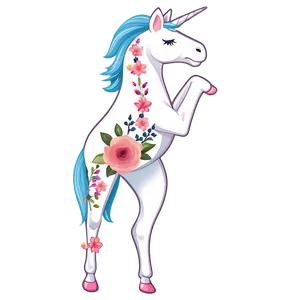 Floral Unicorn Clipart Png Bsc38 PNG Image