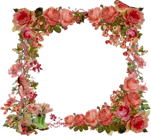 Floral Vintage Frame Design PNG Image