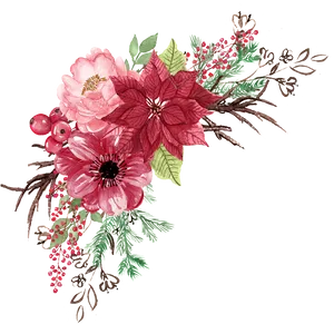 Floral Watercolor Arrangementon Black PNG Image