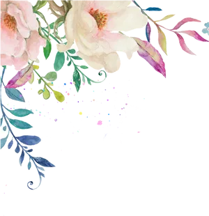 Floral Watercolor On Black Background PNG Image