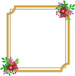 Floral Wedding Invitation Border Design PNG Image