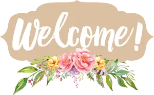 Floral Welcome Sign PNG Image