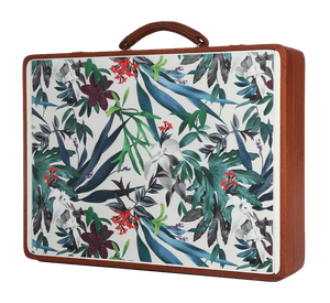 Floral Wooden Suitcase Design PNG image with transparent background