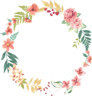 Floral Wreath Black Background PNG Image