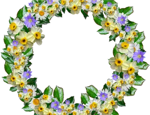 Floral Wreath Frame Design PNG Image