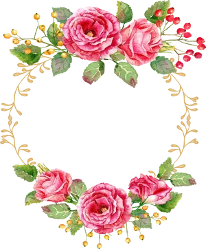 Floral Wreath Watercolor Design.png PNG Image