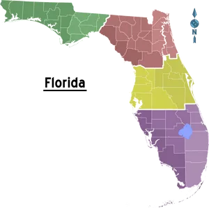 Florida Color Coded Map PNG Image