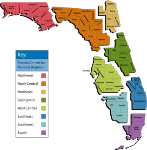 Florida Nursing Regions Map PNG Image