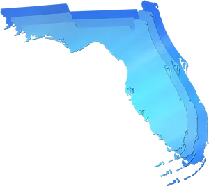 Florida3 D Map Gradient Blue PNG Image