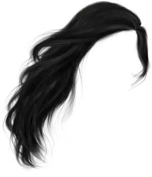 Flowing Black Hair Artwork PNG Image