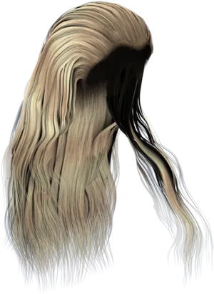 Flowing Blonde Hair Artwork PNG Image