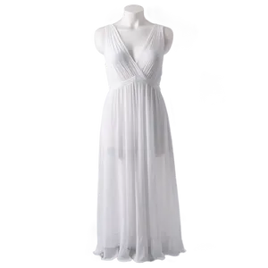 Flowy White Maxi Dress Png Vcr PNG Image